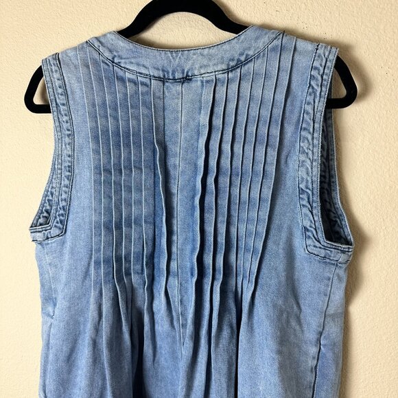 Boutique LALAVON Pleated Denim Sleeveless Romper Size Medium - Picture 8 of 11